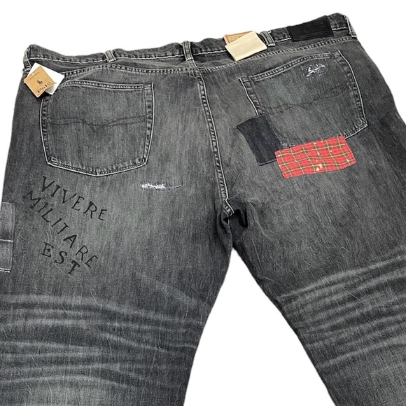 Polo Ralph Lauren New 48/32 Authentic Denim Rope Dyed Gothic Print Black BigTall - Picture 8 of 11